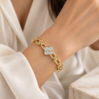 Radiant Clover Link | Pavé Statement Bangle