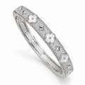 Ivory Cross Fleur | White Gold-Tone Floral Bangle