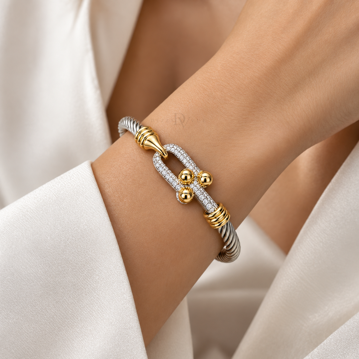 Mariner Cable | Two-Tone Pavé Bangle