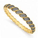 Noir Laurel | Black and Clear Pavé Leaf Bangle