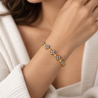 Rosette Noir | Pavé Floral Station Bangle