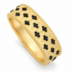 Noir Petite Fleur | Black Floral Wide Bangle