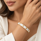 Ivory Silhouette | Mother-of-Pearl Clover Bangle