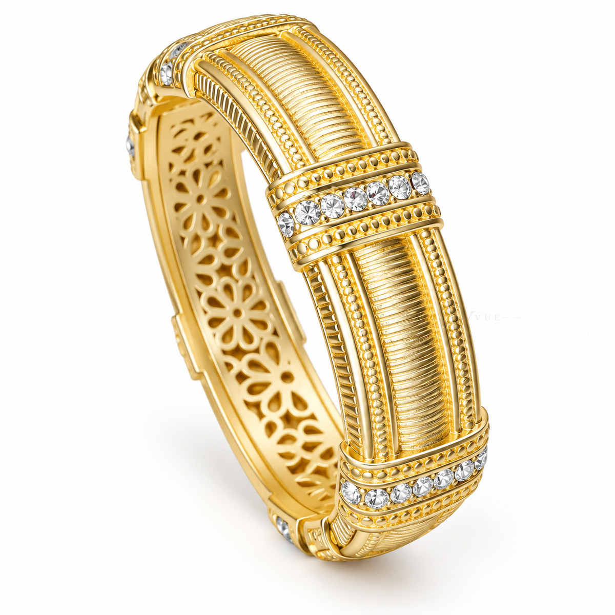 Soleil Ribbons | Ribbed Pavé Bangle