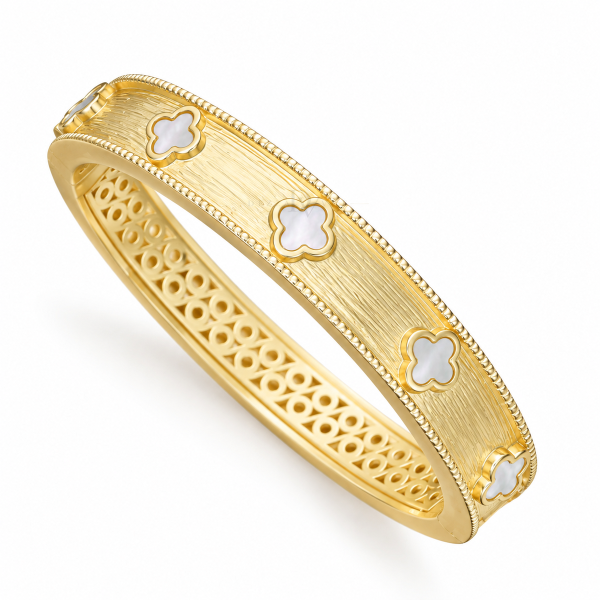Ivory Clover | Brushed Gold-Tone Bangle