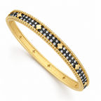 Noir Beaded | Black and Clear Pavé Bangle