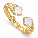 Ivory Cable | Mother-of-Pearl Clover Cuff