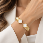 Ivory Cable | Mother-of-Pearl Clover Cuff