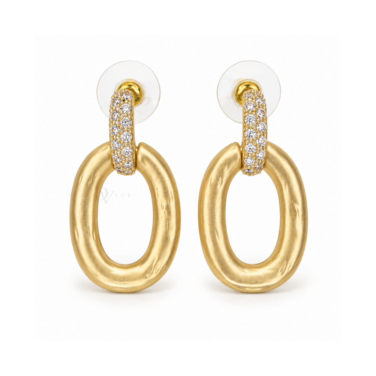 Soleil Link | Sculpted Pavé Drop Earrings