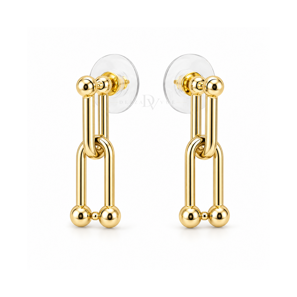 Élan Double Link | Geometric Drop Earrings