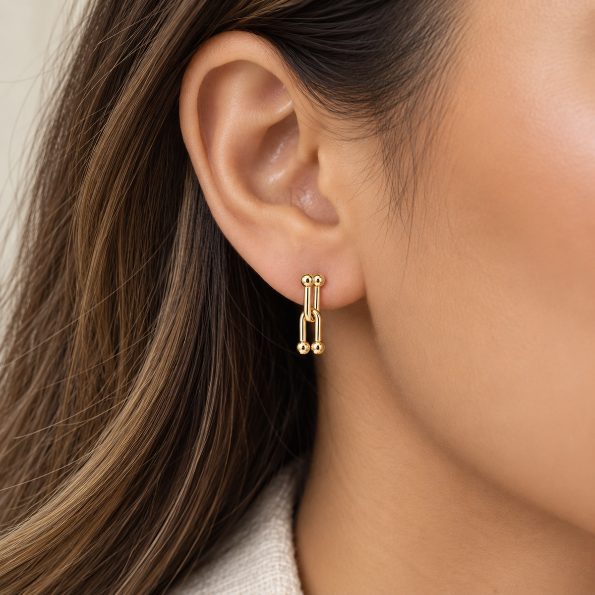 Élan Double Link | Geometric Drop Earrings
