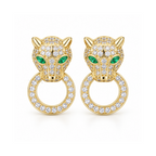 Green-Eyed Feline | Pavé Drop Earrings