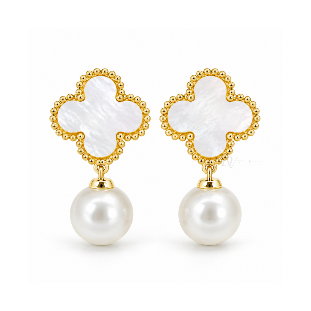Pearl Cascade | Mother-of-Pearl Clover Drop Earrings