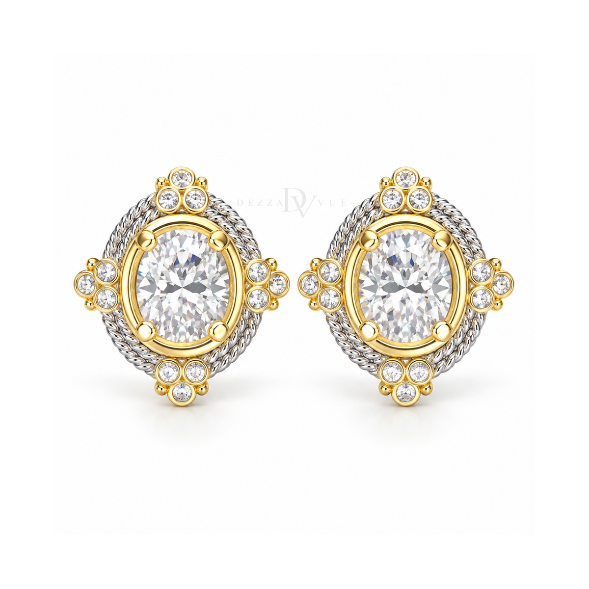 Regency Oval | Two-Tone Double-Halo Studs