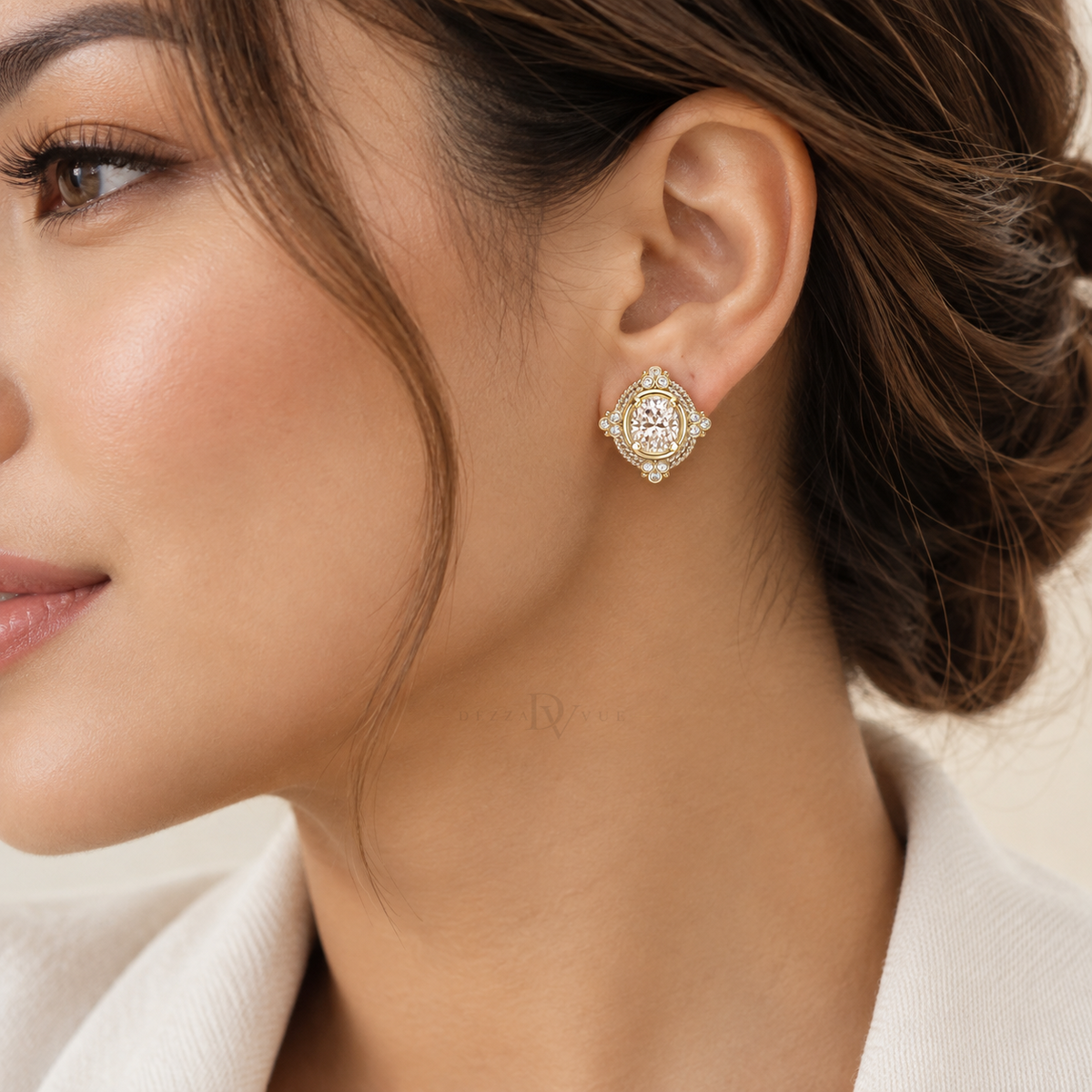 Regency Oval | Two-Tone Double-Halo Studs