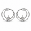 Fleur Orbit | White Gold-Tone Floral Hoops