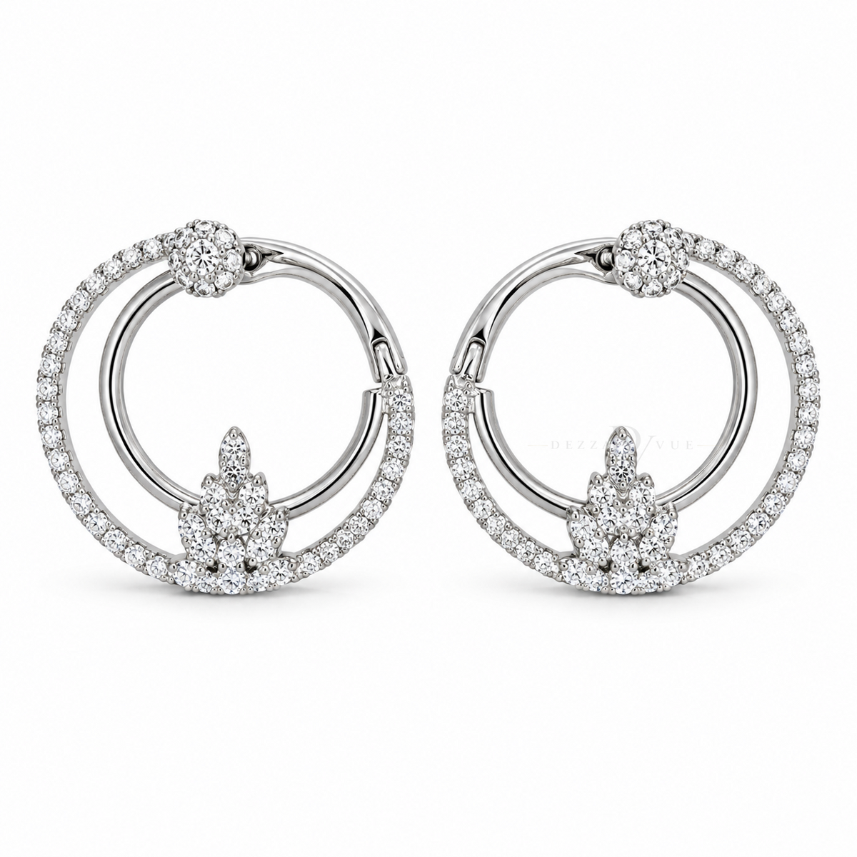 Fleur Orbit | White Gold-Tone Floral Hoops