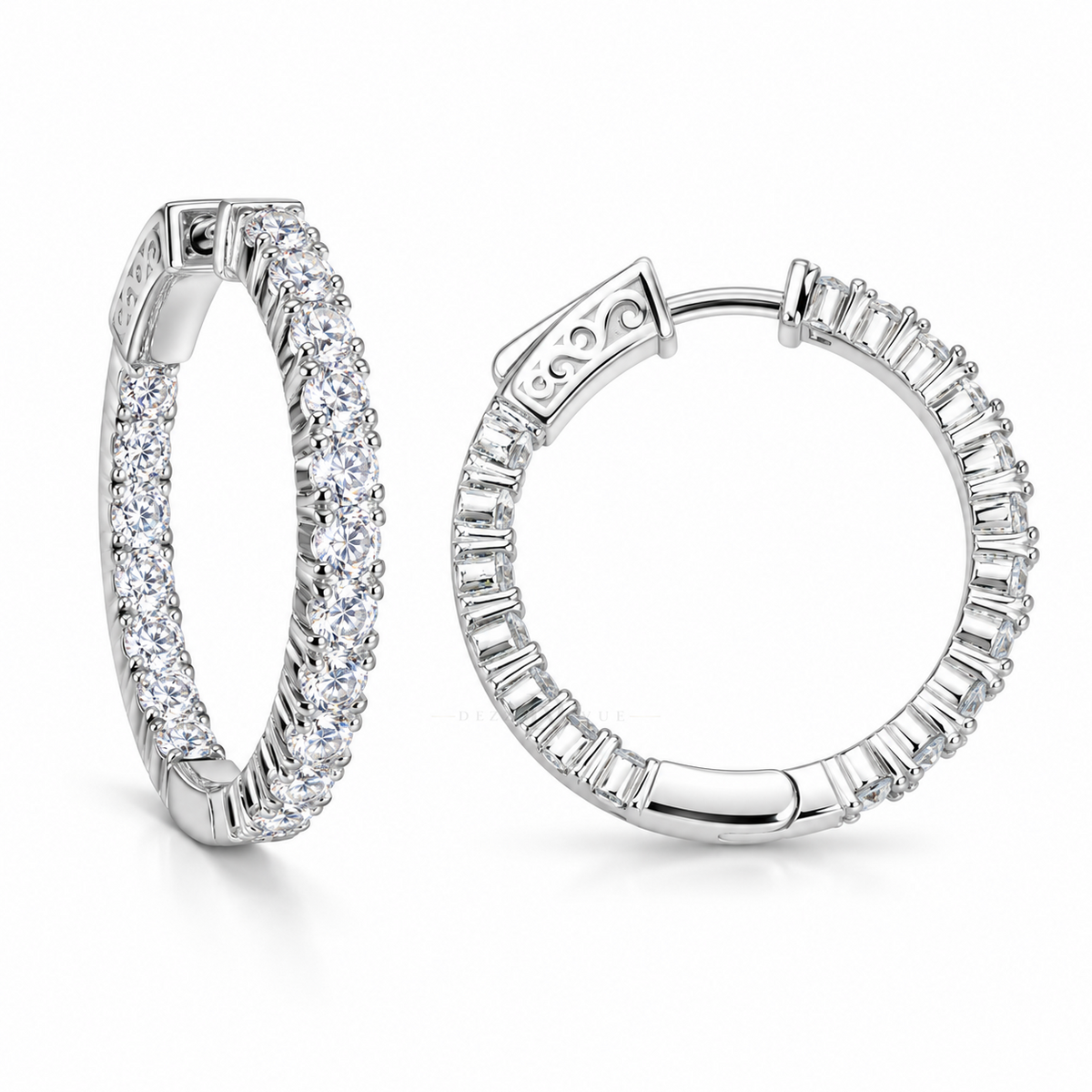 Classic Sparkle | White Gold-Tone Pavé Hoops