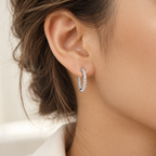 Classic Sparkle | White Gold-Tone Pavé Hoops