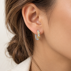 Étreinte Twist | Two-Tone Pavé Hoops