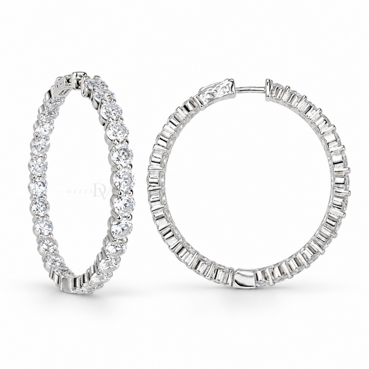 Rivière Sparkle | White Gold-Tone Tennis Hoops
