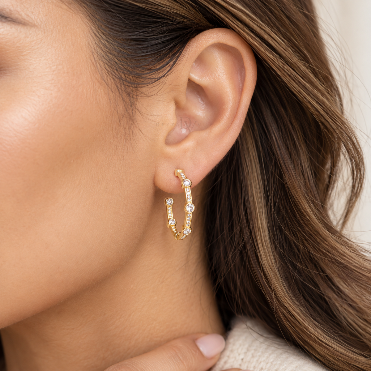 Celestial Orbit | Bezel-Set Pavé Hoops
