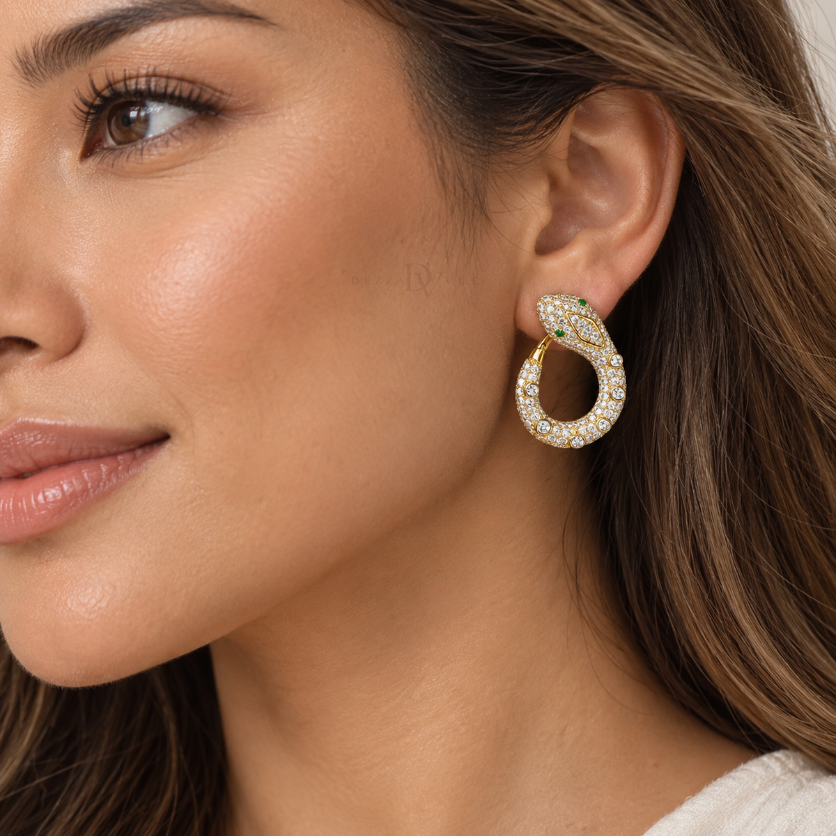 Emerald Serpent | Pavé Circular Drop Earrings