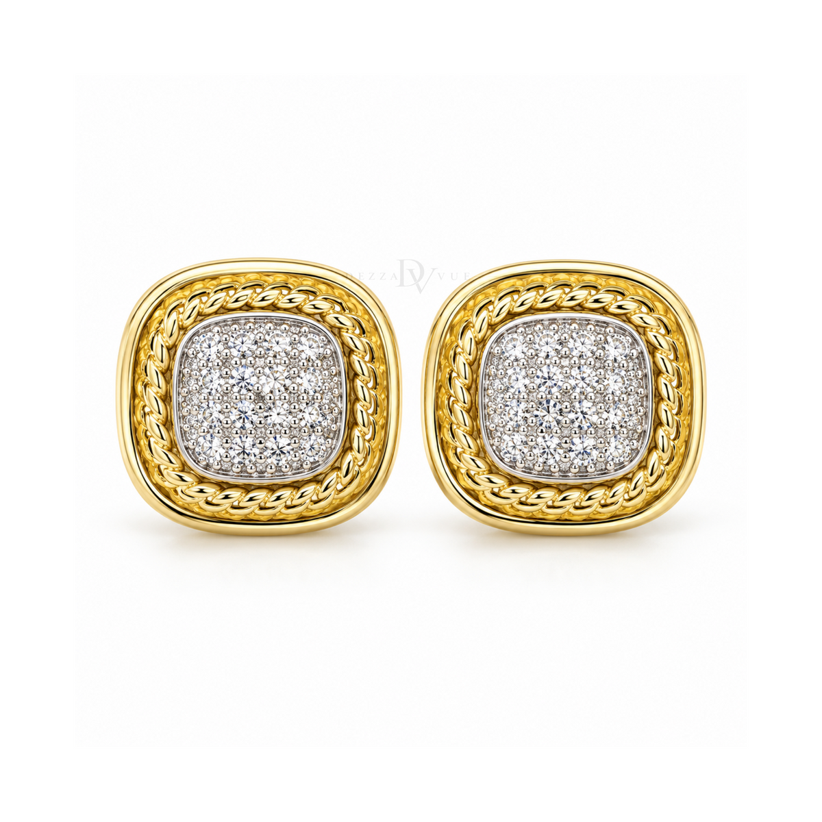 Palais Chain | Cushion Pavé Stud Earrings