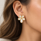 Ivory Bloom | Mother-of-Pearl Flower Studs