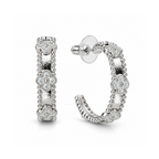 Noir Rosette | Black Pavé White Gold-Tone Hoops