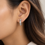 Noir Rosette | Black Pavé White Gold-Tone Hoops