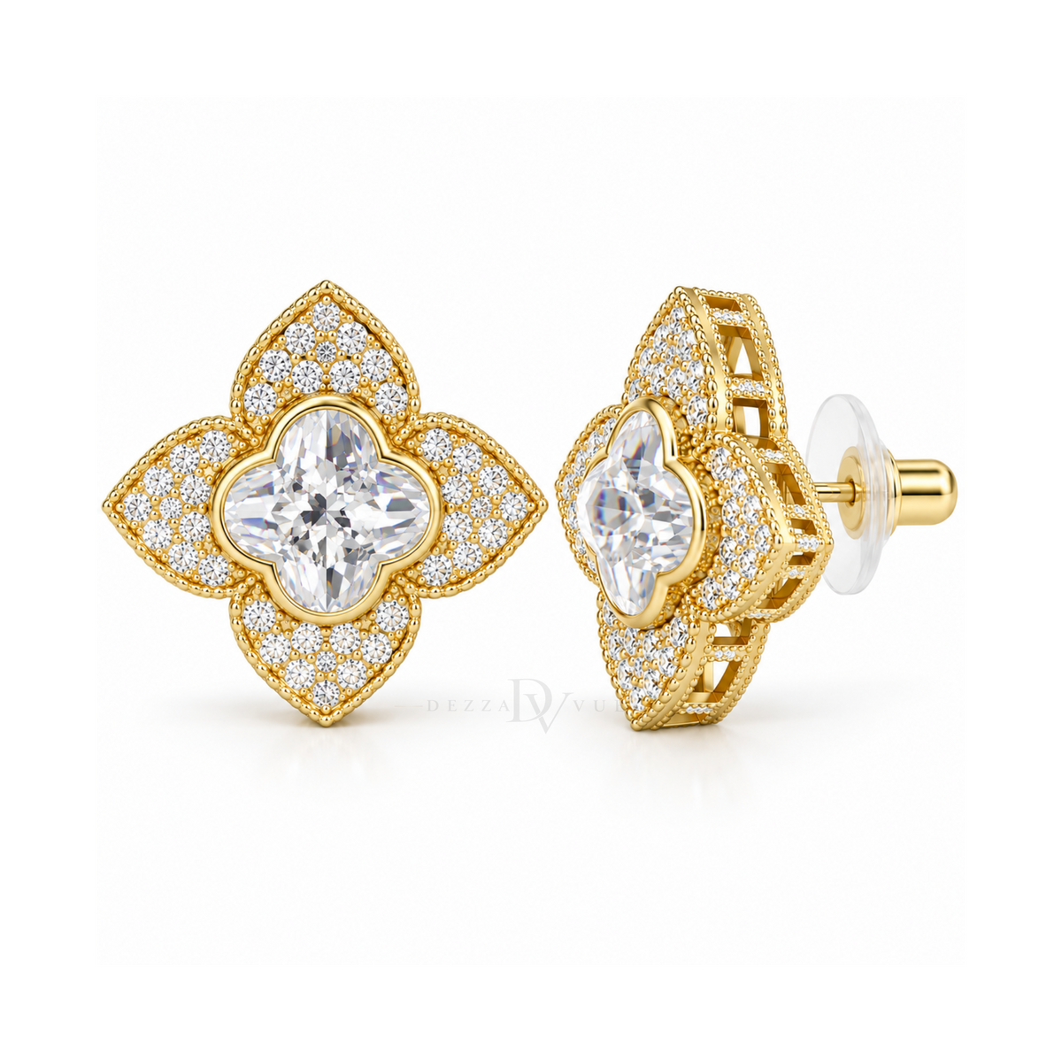 Lumière Star | Floral Pavé Stud Earrings