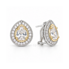 Regency Pear | Double-Halo French Clip Earrings