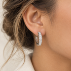 Éclat Baguette | White Gold-Tone Baguette Hoops