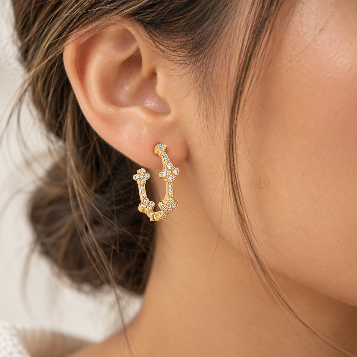 Fleur Sparkle | Floral Station Pavé Hoops