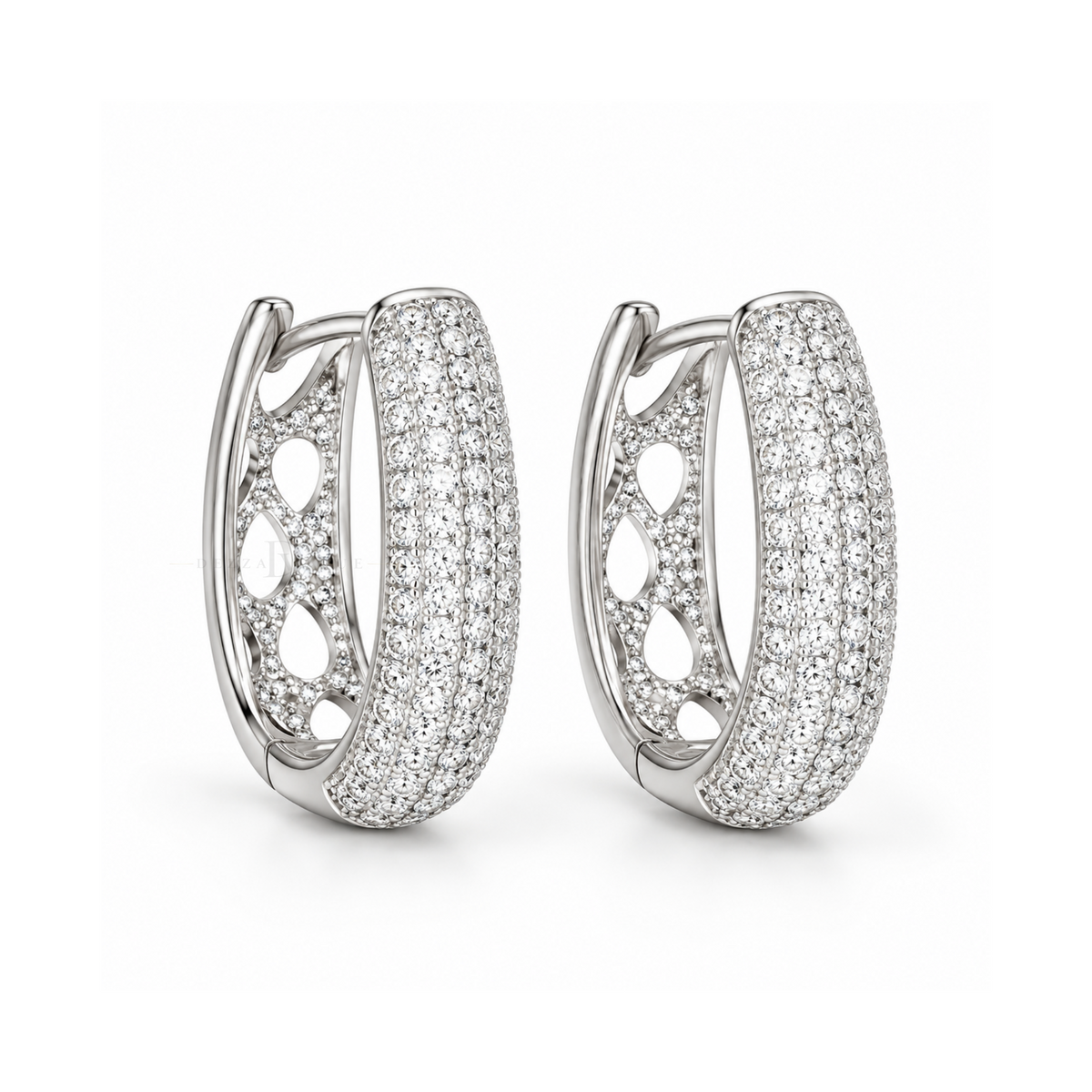 Pavé Cascade | Wide White Gold-Tone Hoops
