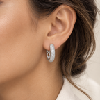 Pavé Cascade | Wide White Gold-Tone Hoops
