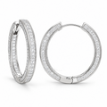 Pavé Duet | Double-Row White Gold-Tone Hoops