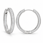 Pavé Duet | Double-Row White Gold-Tone Hoops