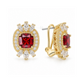 Scarlet Crown | Cushion-Cut Pavé Halo Earrings