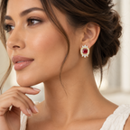 Scarlet Crown | Cushion-Cut Pavé Halo Earrings