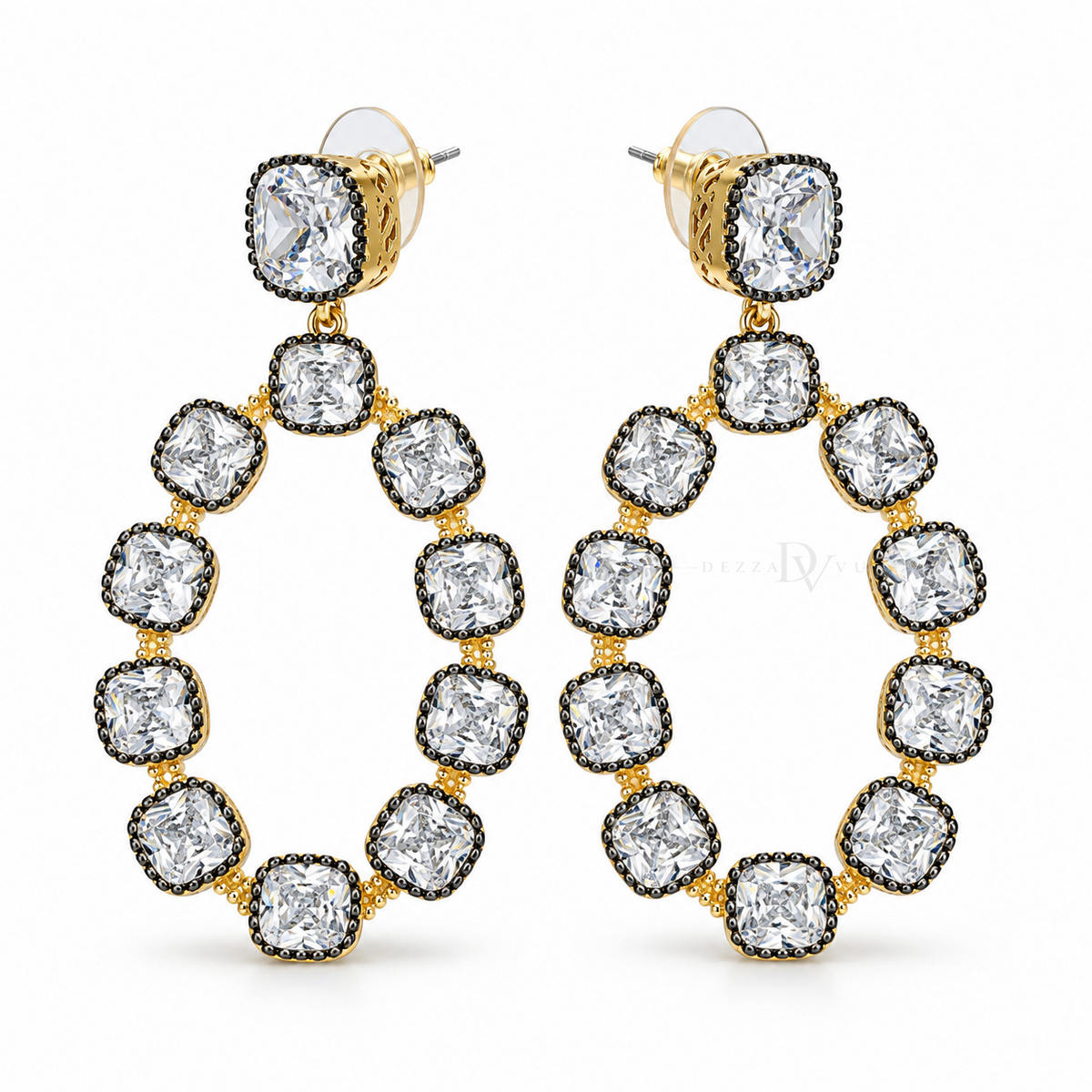 Midnight Oval | Black Pavé Drop Earrings