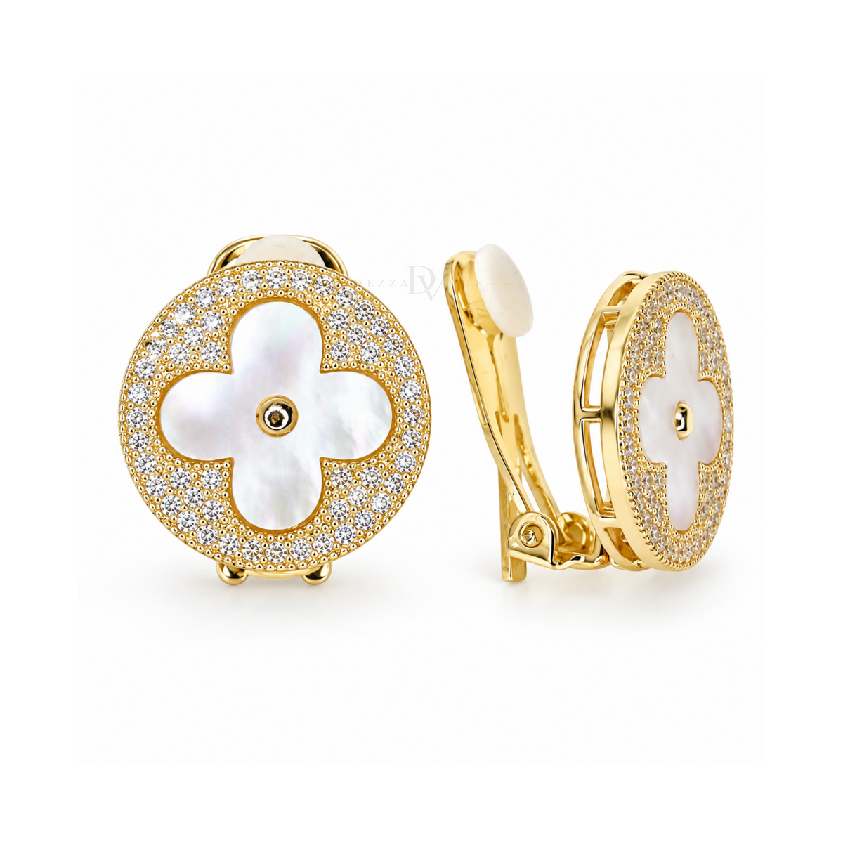 Pearl Clover | Pavé Clip-On Earrings
