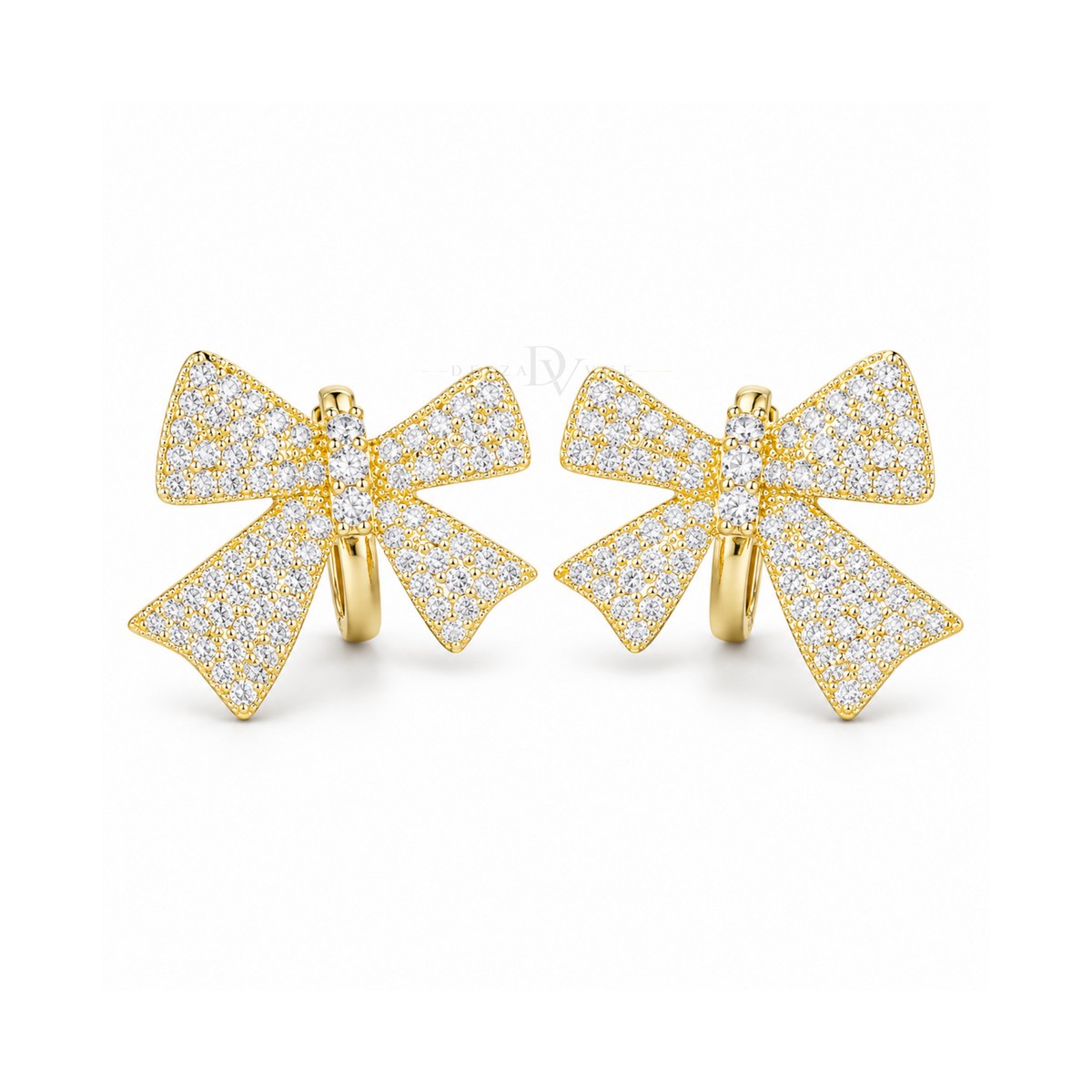 Golden Bow | Pavé Hoop Earrings
