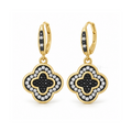 Midnight Clover | Pavé Huggie Drop Earrings