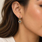 Midnight Clover | Pavé Huggie Drop Earrings