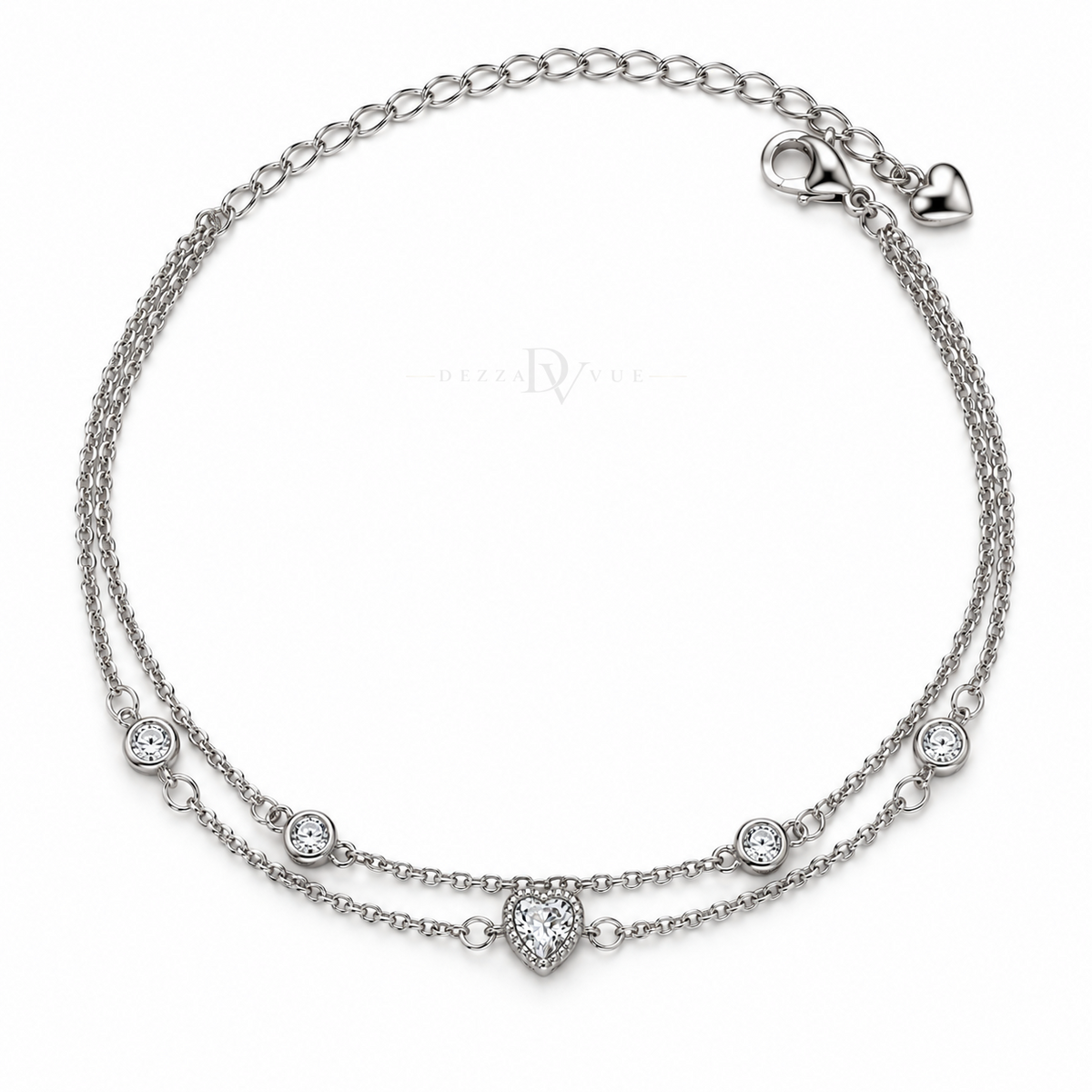 Double Devotion | Pavé Heart Anklet