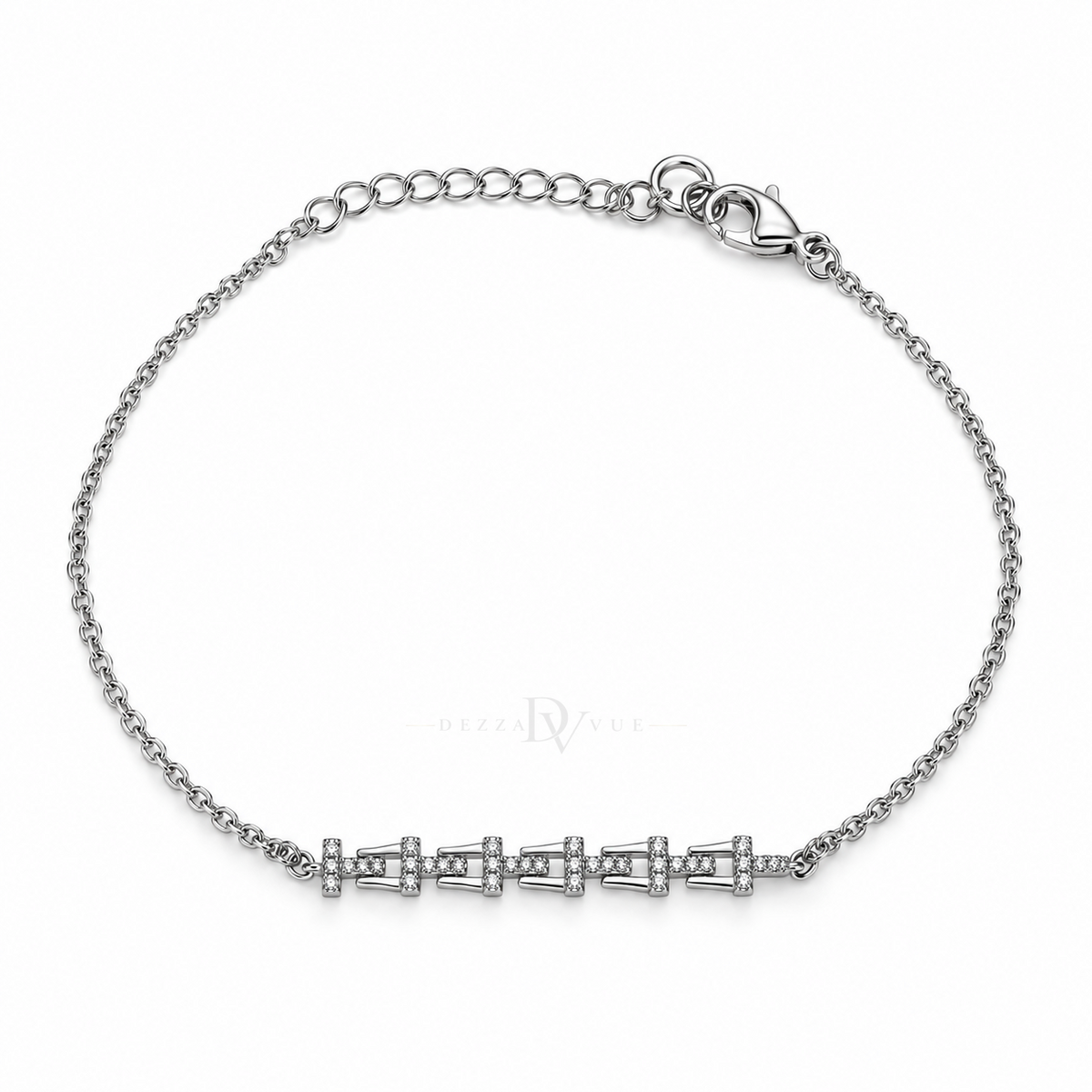 Modern Links | Pavé Geometric Anklet
