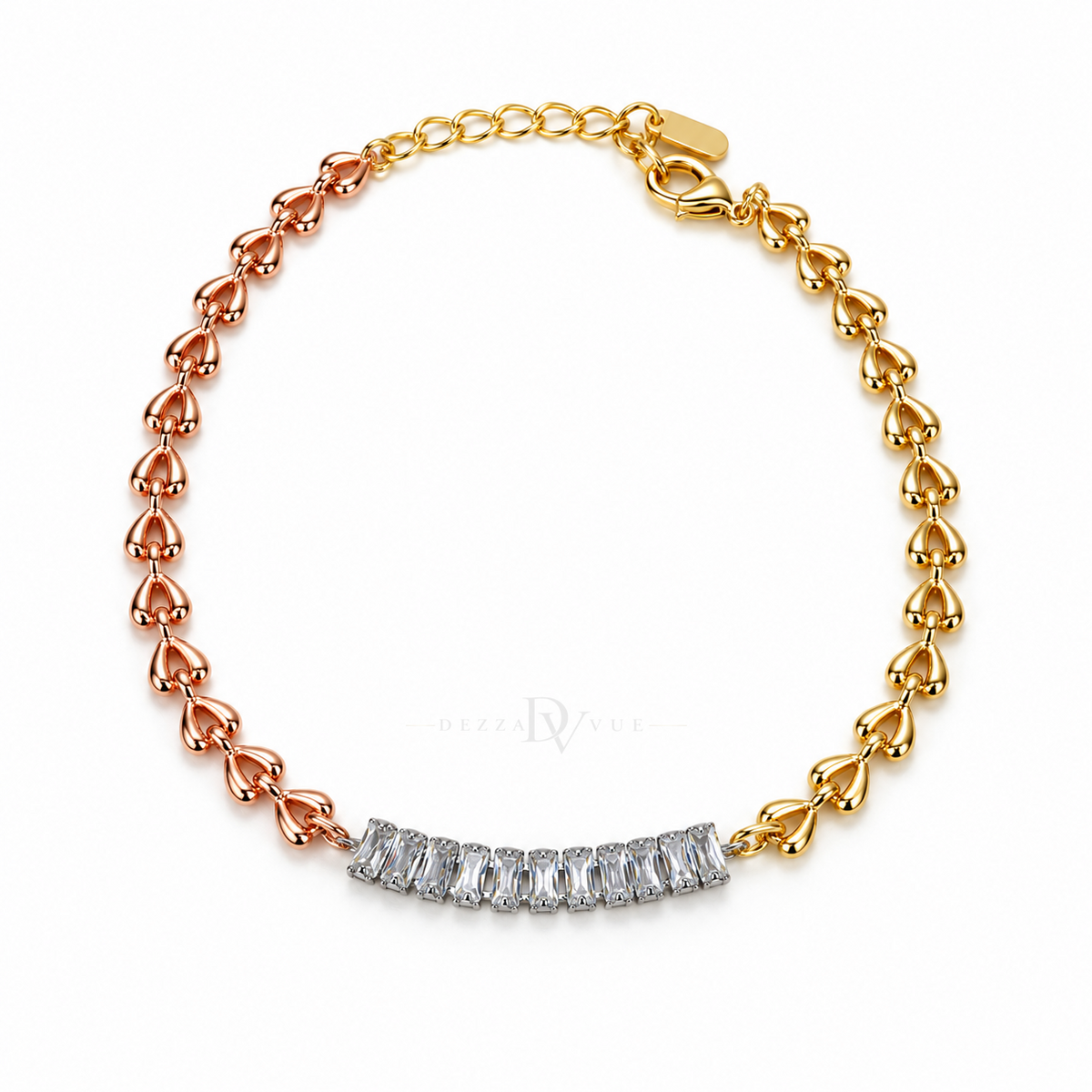 Tricolor Radiance | Baguette Bar Anklet