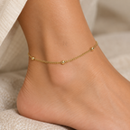 Golden Orbit | Curb and Bead Anklet